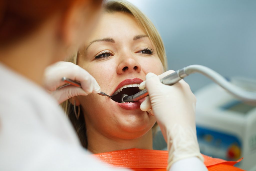 Woman having a dental treatment