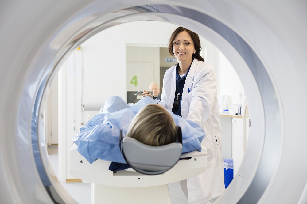 Patient having her MRI
