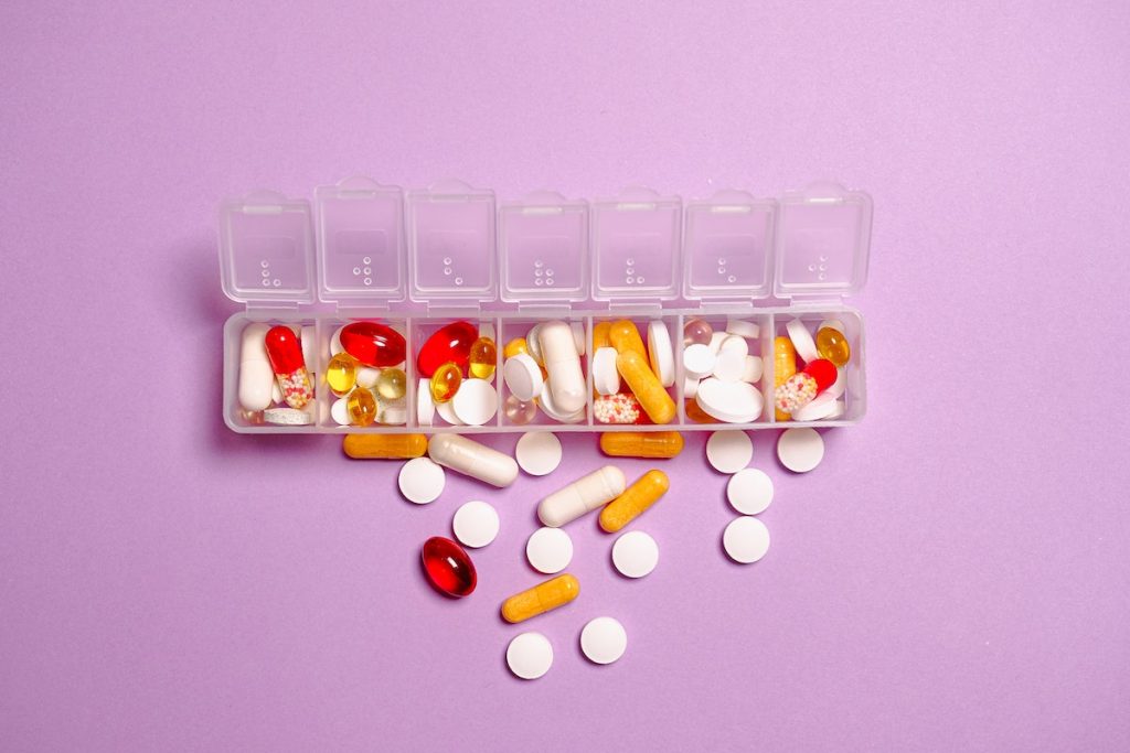 Medicines in a pill organizer