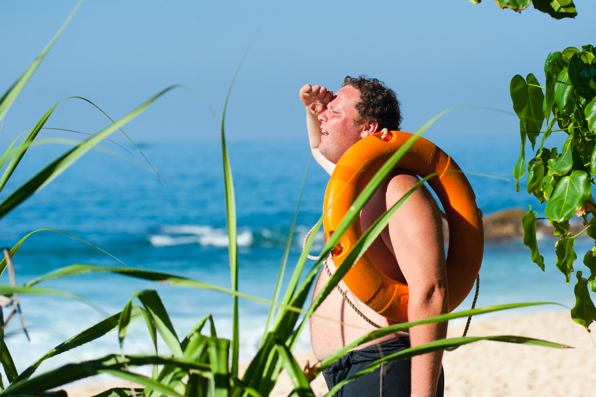 man looking for drowning person