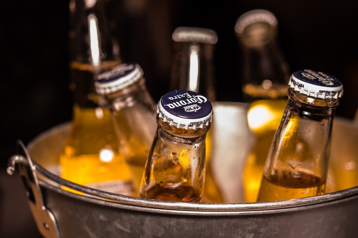 beer bottles on a bucket